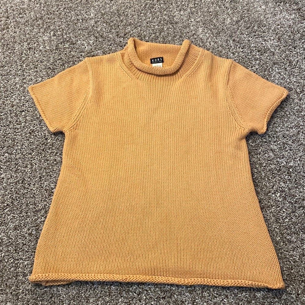 Vintage Michael Kors short sleeve cotton mock neck sweater